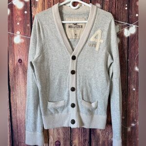 Hollister Men's Vintage Y2K Light Gray Cardigan Cotton/Nylon/Angora